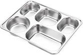 Divided Dinner Tray, 5 compartment Stainless Steel Rectangular Divided Plate Section (10Pc Pack)
